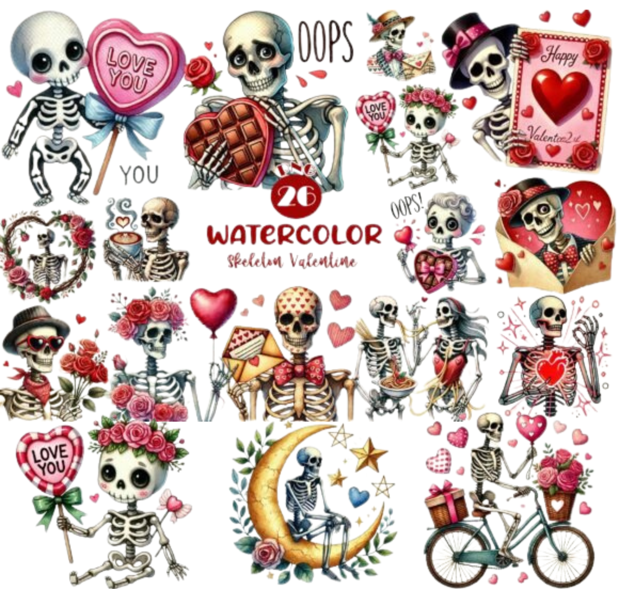 Skeleton Valentine Bundle Sublimation