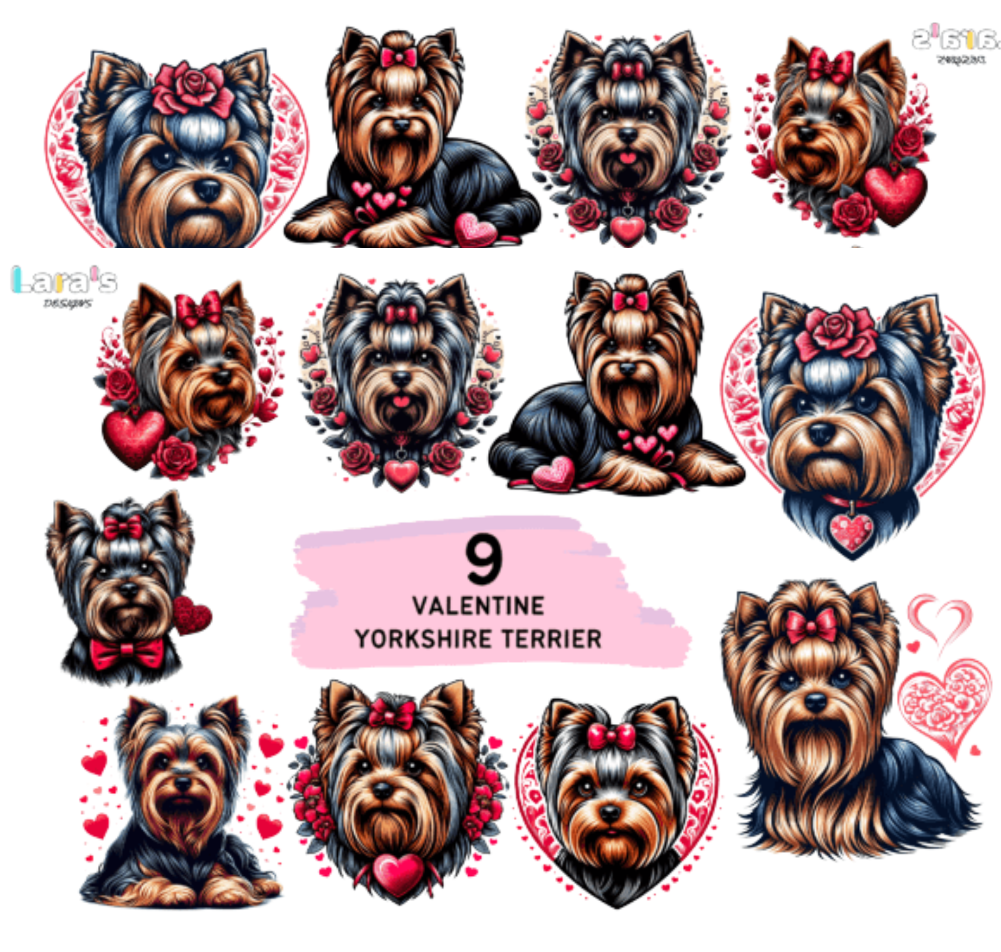 Yorkshire Terrier Valentine Bundle PNG