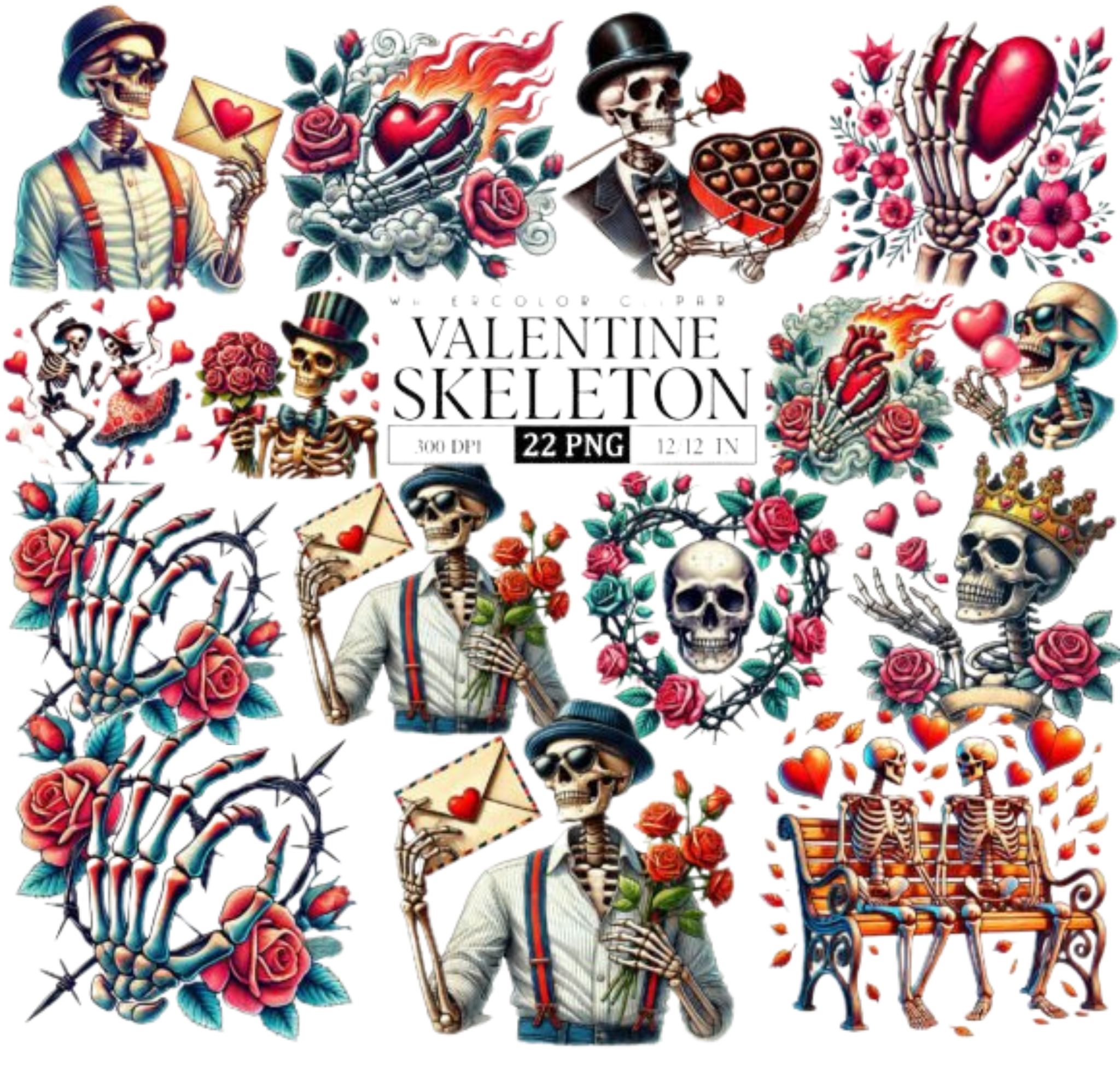 Skeleton Valentine Bundle Sublimation
