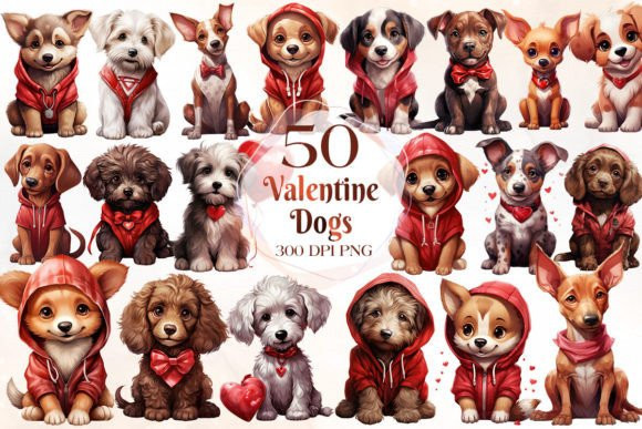 Breeds of Valentine Dogs Clipart