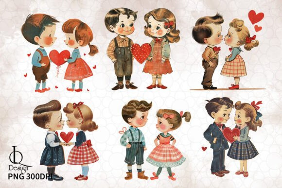 Watercolour Vintage Valentine Clipart