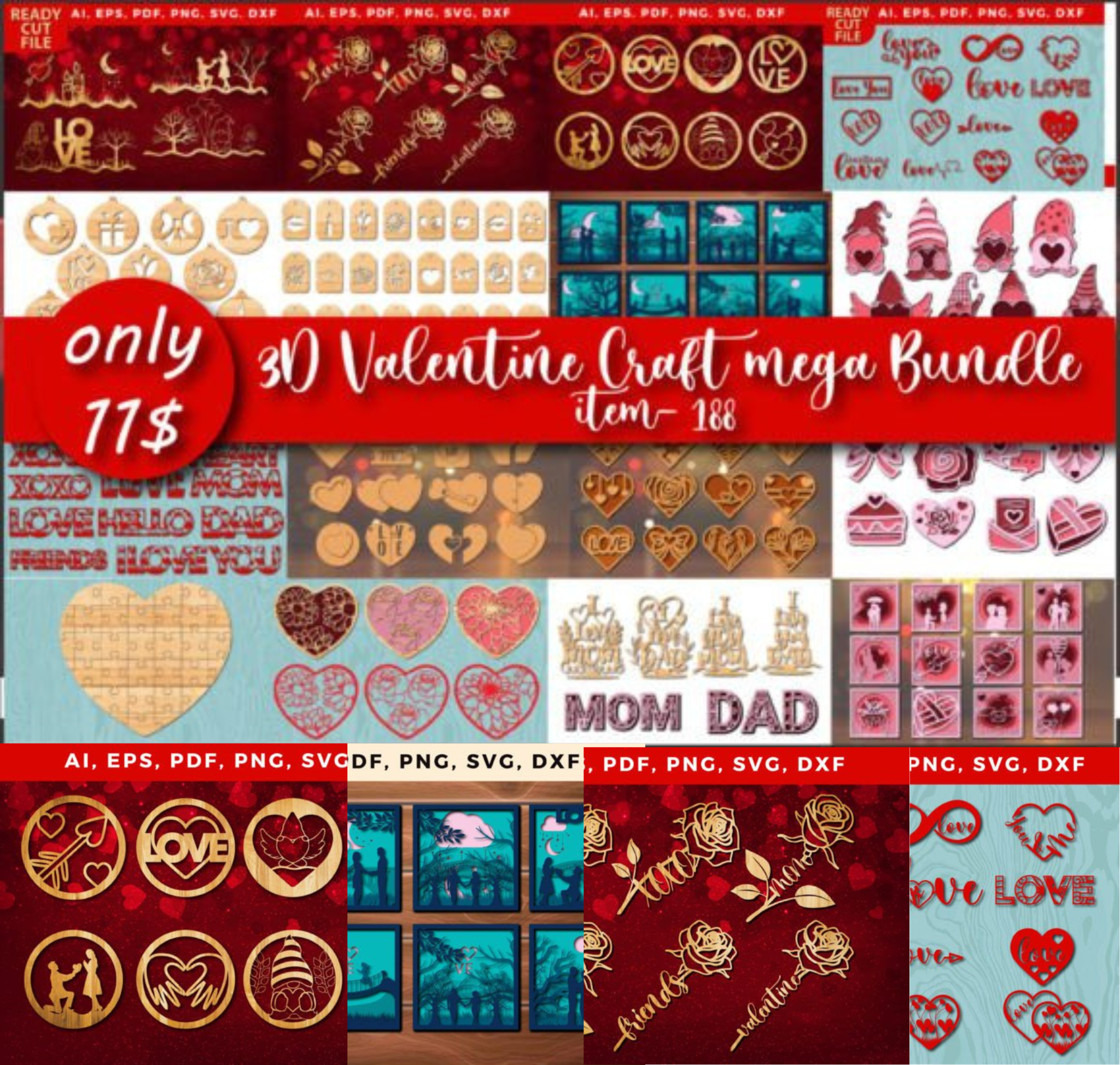 3D Valentine Craft Mega Bundle