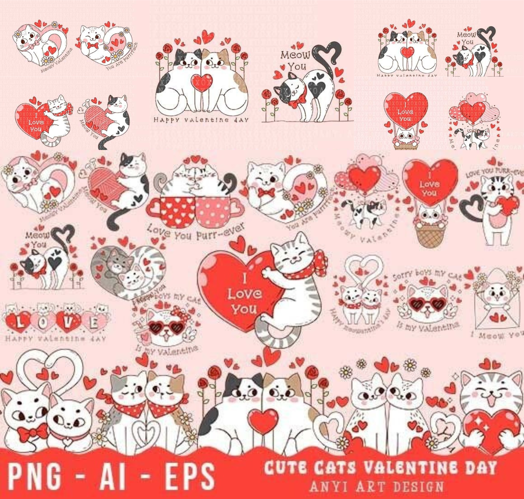 Cute Cats Valentine Day Bundle