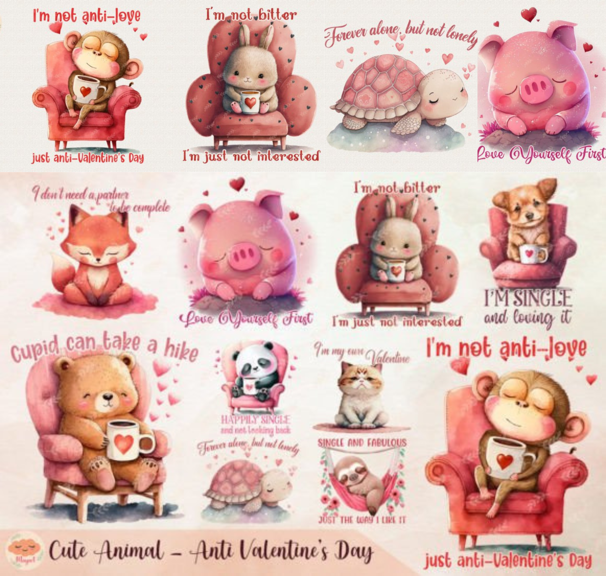 Cute Animals Anti Valentine's Day Bundle
