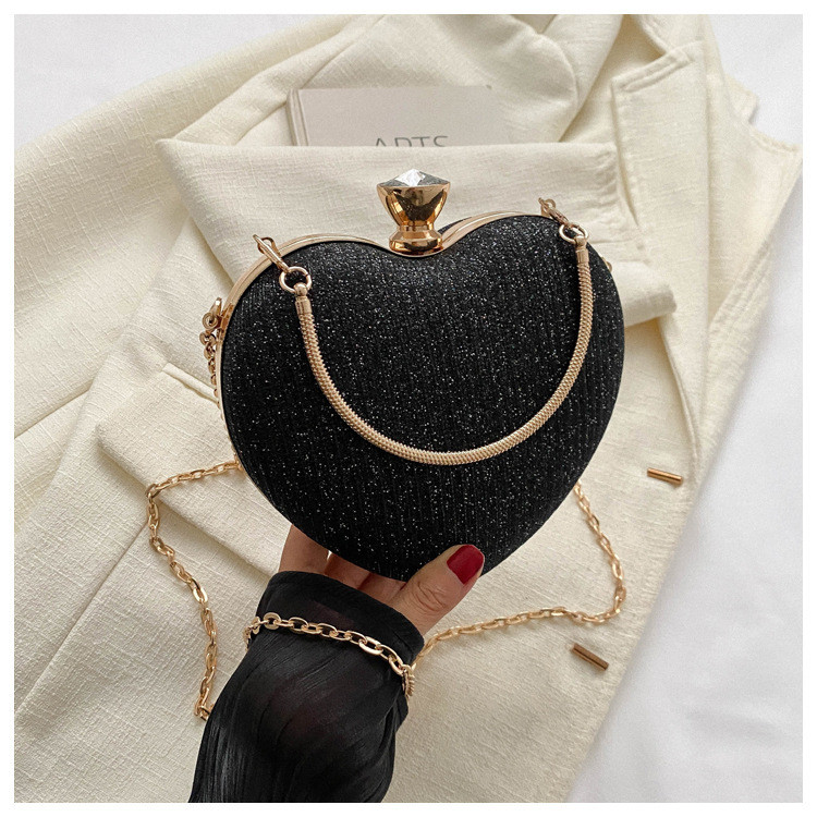 Evening Clutch Bag Women Bag Shiny Handbag Heart