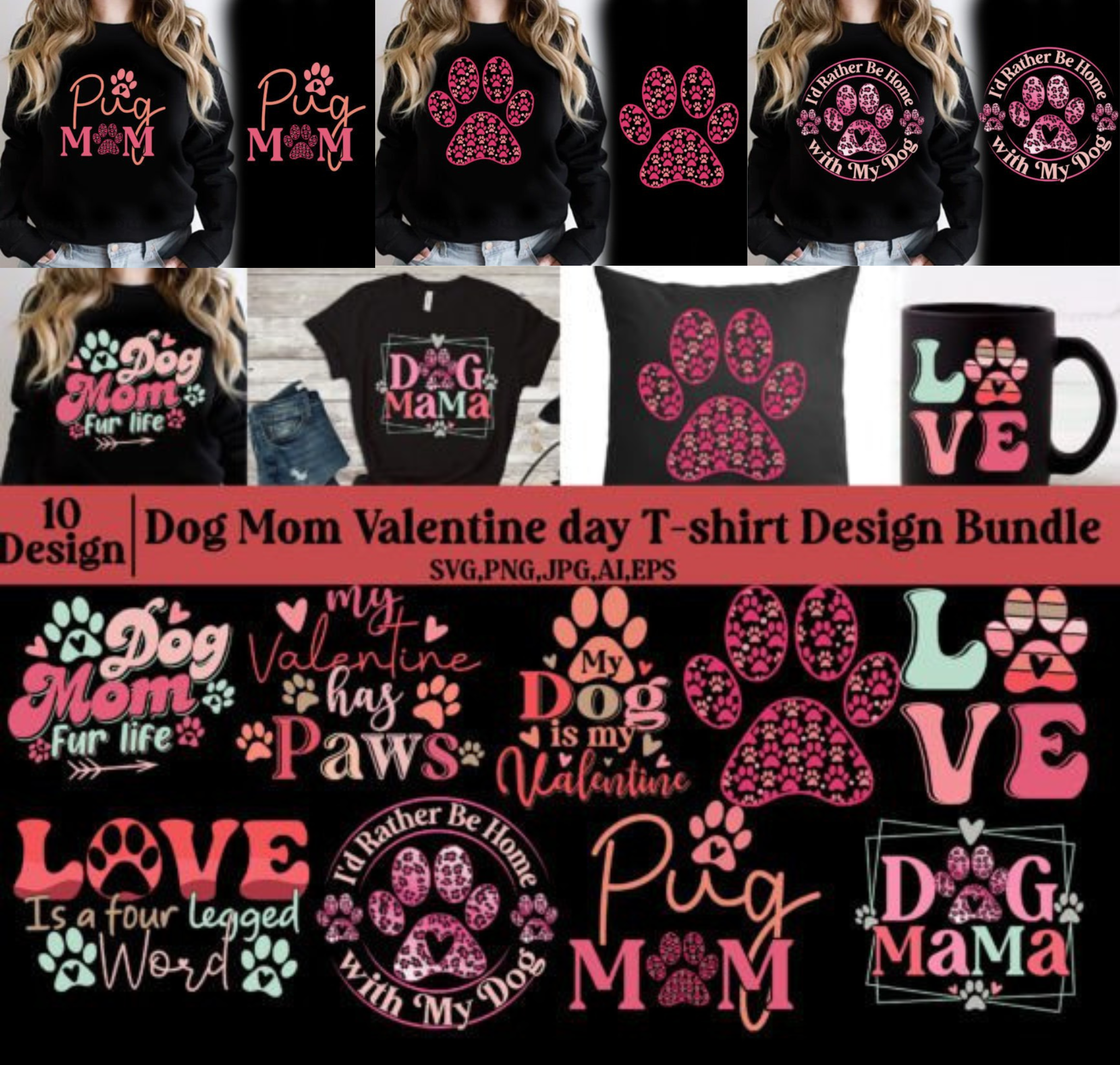 Retro Dog Mom Valentine Day Bundle